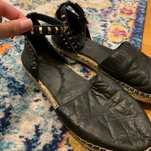 Matte black espadrilles